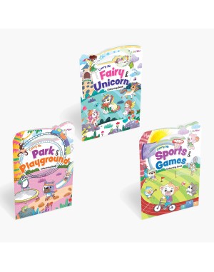 Carry Me Fairy & Unicorn, Park & Playground and Sports & Games Colouring Books for Kids – Fun Animal and Fantasy-Themed Copy Colouring Books with Handle for Easy Carrying