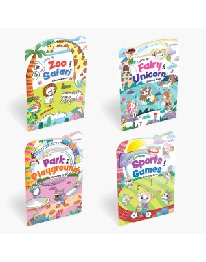 Carry Me Zoo & Safari, Fairy & Unicorn, Park & Playground and Sports & Games Colouring Books for Kids – Fun Animal and Fantasy-Themed Copy Colouring Books with Handle for Easy Carrying