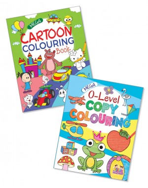 Mega Colouring Books Pack of 2 (Copy Colouring & Cartoon Colouring)