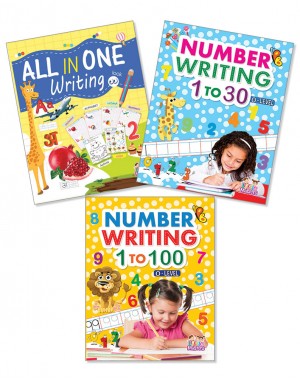 Writing Books Pack of 3 (All In One Writing & Number Writing 1 to 30, 1 to 100)