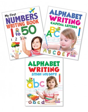 Combo Set of 3 Writing Books (Alphabet Writing Small Letter, Alphabet Writing Capital Letter & Number Writing 1-50)