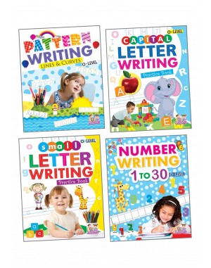 0-Level Writing Books Combo (Pack of 4) - Pattern Writing, Capital Letter Writing, Small Letter Writing, Number Writing 1 to 30
