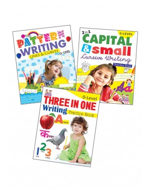 Combo of Writing Books 0-Level (Pack of 3)- Pattern Writing, Capital & Small Cursive Writing, 3 In 1 Writing 