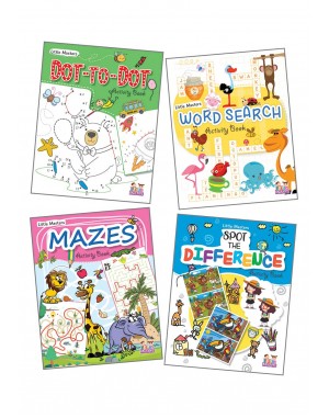 Activity Books Combo -  Dot to Dot, Mazes,  Spot the Difference & Word Search (Pack of 4)