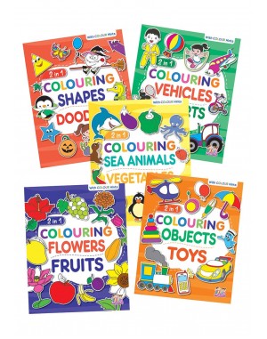 2 in 1 Colouring Combo Books (Pack of 5 Books)    