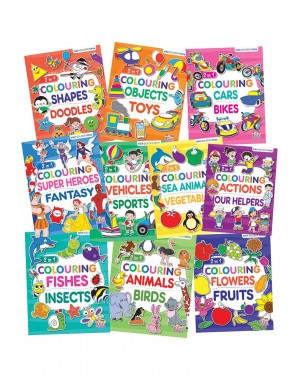 2 in 1 Colouring Combo Books (Set of 10 Books)    